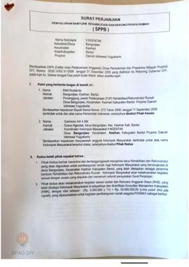 Surat Perjanjian Penyaluran Bantuan Rehabilitasi dan Rekonstruksi Rumah (SPPB), Nama Kelompok Nge...