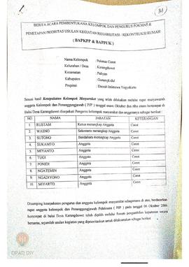 Berita Acara Pembentukan Kelompok dan Pengurus Kelompok Masyarakat dan Penetapan Prioritas Usulan...