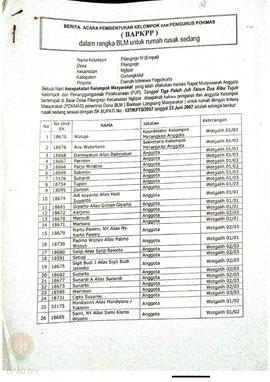 Berita Acara Pembentukan Kelompok dan Pengurus Pokmas (BAPKPP) dalam Rangka BLM untuk Rumah Rusak...