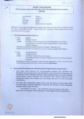 Surat Perjanjian Penyaluran Bantuan Rehabilitasi dan Rekonstruksi Rumah (SPPB),  Nama Kelompok Bo...