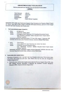 Amandemen Surat Perjanjian Penyaluran Bantuan Rehabilitasi dan Rekonstruksi Rumah (SPPB), Nama Ke...
