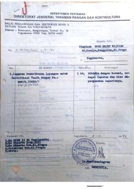 Laporan dari Balai Pengawasan dan Sertifikasi Benih II Satuan Tugas DIY tentang Hasil Pemeriksaan...