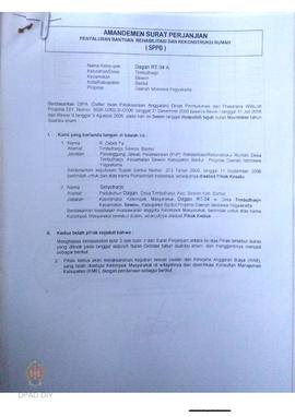 Amandemen Surat Perjanjian Penyaluran Bantuan Rehabilitasi dan Rekonstruksi Rumah (SPPB),  Nama K...