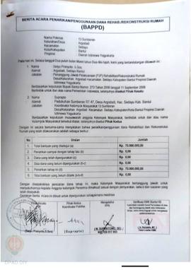 Berita Acara Penarikan/Penggunaan Dana Rehabilitasi/Rekonstruksi Rumah (BAPPD) Rusak Berat, Nama ...