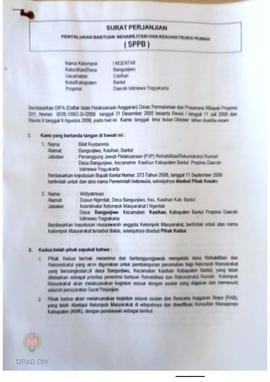 Surat Perjanjian Penyaluran Bantuan Rehabilitasi dan Rekonstruksi Rumah (SPPB), Nama Kelompok I s...