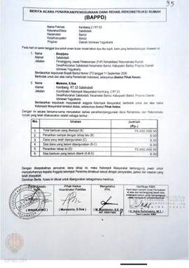 Berita Acara Penarikan/Penggunaan Dana Rehabilitasi/Rekonstruksi Rumah (BAPPD) Rusak Sedang, Nama...