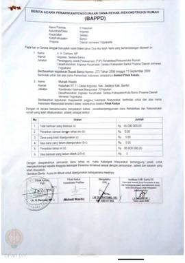 Berita Acara Penarikan/Penggunaan Dana Rehabilitasi/Rekonstruksi Rumah (BAPPD) Rusak Sedang, Nama...