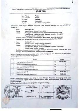 Berita Acara Penarikan/Penggunaan Dana Rehabilitasi/Rekonstruksi Rumah (BAPPD) Rusak Berat, Nama ...