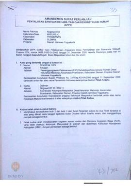 Amandemen Surat Perjanjian Penyaluran Bantuan Rehabilitasi dan Rekonstruksi Rumah (SPPB),  Nama K...