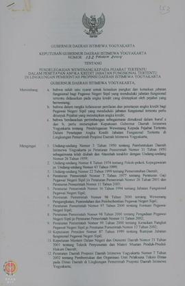 Keputusan Gubernur DIY Nomor 132 tahun 2004 tentang pendelegasian wewenang kepada pejabat tertent...