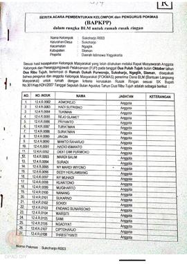 Berita Acara Pembentukan Kelompok dan Pengurus Kelompok Masyarakat dan Penetapan Prioritas Usulan...