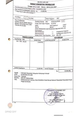 Surat Perintah Pencairan Dana kepada Kelompok Masyarakat Kabupaten Kulon Progo untuk Belanja Lain...