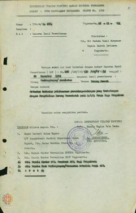 Surat dari Inspektorat Wilayah Propinsi DIY kepada Sri Paduka Wakil Gubernur DIY perihal laporan ...