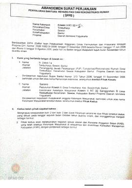 Amandemen Surat Perjanjian Penyaluran Bantuan Rehabilitasi dan Rekonstruksi Rumah (SPPB),  Nama K...