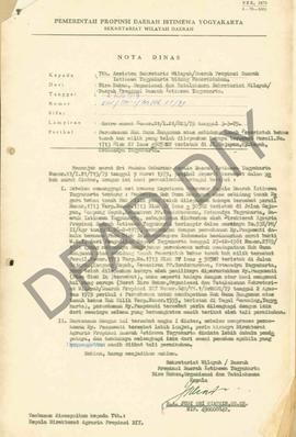 Surat Wakil Gubernur DIY kepada Kepala Biro Hukum, Organisasi dan Tata Laksana Setwilda DIY tenta...