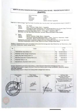 Berita Acara Penarikan/Penggunaan Dana Rehabilitasi/Rekonstruksi Rumah (BAPPD) Rusak Berat, Nama ...