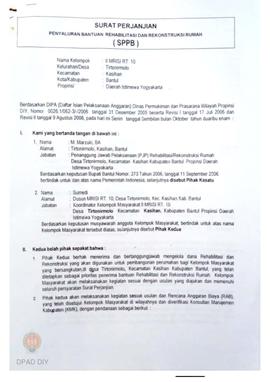 Surat Perjanjian Penyaluran Bantuan Rehabilitasi dan Rekonstruksi Rumah (SPPB), Nama Kelompok II ...