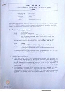 Surat Perjanjian Penyaluran Bantuan Rehabilitasi dan Rekonstruksi Rumah (SPPB),  Nama Kelompok, K...
