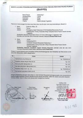 Berita Acara Penarikan/Penggunaan Dana Rehabilitasi/Rekonstruksi Rumah (BAPPD) Rusak Berat, Nama ...