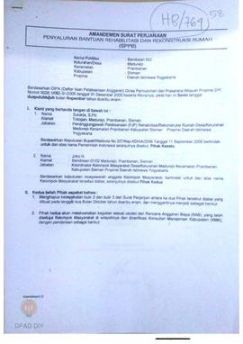 Amandemen Surat Perjanjian Penyaluran Bantuan Rehabilitasi dan Rekonstruksi Rumah (SPPB),  Nama K...