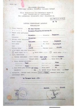 Laporan dari Balai Pengawasan dan Sertifikasi Benih II Jawa Tengah dan DIY tentang Hasil Pemeriks...