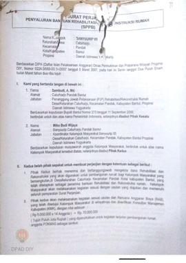 Surat Perjanjian Penyaluran Bantuan Rehabilitasi dan Rekonstruksi Rumah (SPPB), Nama Kelompok Mas...