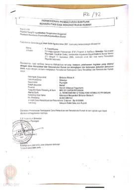 Permohonan Pembayaran Bantuan Rehabilitasi dan Rekonstruksi Rumah, Nama Kelompok Masyarakat Binta...