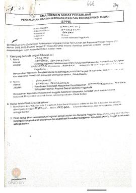 Amandemen Surat Perjanjian Penyaluran Bantuan Rehabilitasi dan Rekonstruksi Rumah (SPPB),  Nama K...