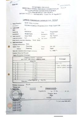 Laporan hasil pemeriksaan lapangan fase pembungaan  BPSB II Jateng dan DIY jenis tanaman padi saw...