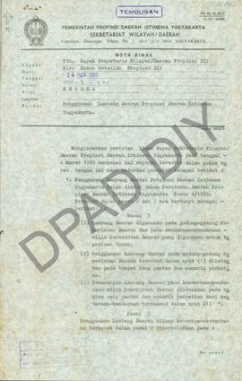 Nota Dinas Nomor 001.3/234 dari Biro Hukum Setwilda Propinsi DIY kepada Sekretaris Wilayah/Daerah...