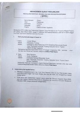 Amandemen Surat Perjanjian Penyaluran Bantuan Rehabilitasi dan Rekonstruksi Rumah (SPPB),  Nama K...