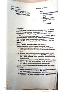 Surat rahasia dari Edy Mahmud Hidayat kepada Bupati Kepala Daerah TK II Bantul perihal upaya memb...