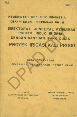 Surat dari Dirjen pengairan proyek induk irigasi dengan bantuan Bank Dunia Proyek irigasi Kali Pr...