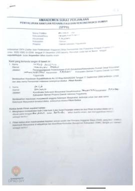Amandemen Surat Perjanjian Penyaluran Bantuan Rehabilitasi dan Rekonstruksi Rumah (SPPB),  Nama K...