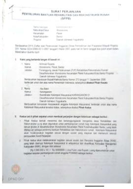 Surat Perjanjian Penyaluran Bantuan Rehabilitasi dan Rekonstruksi Rumah (SPPB),  Nama Kelompok Ma...