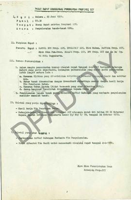 Bahan raptat koordinasi Pemda DIY tentang Penyelesaian tanah-tanah PJKA pada hari Selasa 25 Juni ...