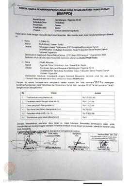 Berita Acara Penarikan/Penggunaan Dana Rehabilitasi/Rekonstruksi Rumah (BAPPD) Rusak Berat, Nama ...