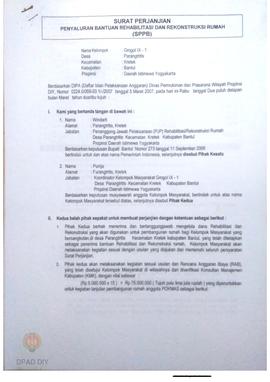 Surat Perjanjian Penyaluran Bantuan Rehabilitasi dan Rekonstruksi Rumah (SPPB),  Nama Kelompok Gr...