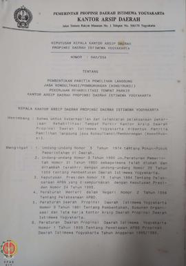 Surat Keputusan Kepala Kantor Arsip Daerah Provinsi Daerah Istimewa Yogyakarta nomor: 640/334 ten...