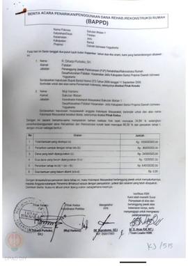 Berita Acara Penarikan/Penggunaan Dana Rehabilitasi/Rekonstruksi Rumah (BAPPD) Rusak Berat, Nama ...