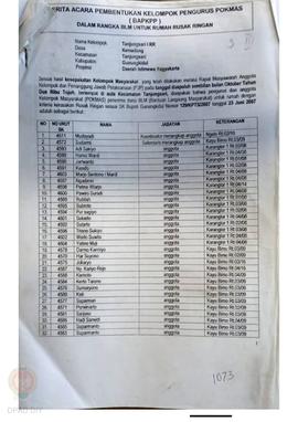 Berita Acara Pembentukan Kelompok dan Pengurus Kelompok Masyarakat dan Penetapan Prioritas Usulan...