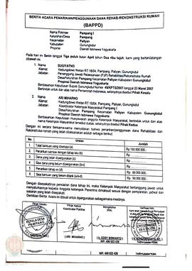 Berita Acara Penarikan/Penggunaan Dana Rehabilitasi/Rekonstruksi Rumah (BAPPD) Rusak Berat, Nama ...