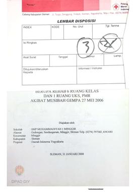 Proposal rehabilitasi sekolah berupa rehab 6 ruang kelas dan ruang UKS, PMR akibat musibah gempa ...