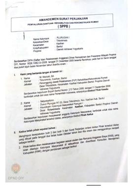 Surat Perjanjian Penyaluran Bantuan Rehabilitasi dan Rekonstruksi Rumah (SPPB), Nama Kelompok Plu...
