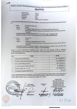Berita Acara Penarikan/Penggunaan Dana Rehabilitasi/Rekonstruksi Rumah (BAPPD) Rusak Berat, Nama ...