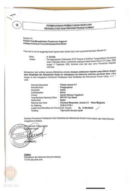 Permohonan Pembayaran Bantuan Rehabilitasi dan Rekonstruksi Rumah, Nama Kelompok Masyarakat Jaran...