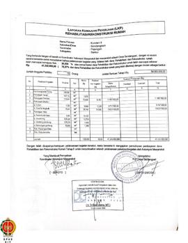Berkas Laporan Kemajuan Penggunaan Dana Pekerjaan Rehabilitasi dan Rekonstruksi rumah Kelompok Ma...