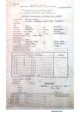 Laporan dari Balai Pengawasan dan Sertifikasi Benih II tentang hasil pemeriksaan lapangan ke I (p...