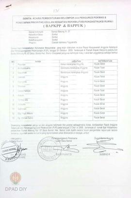 Berita Acara Pembentukan Kelompok dan Pengurus POKMAS & Penetapan prioritas usulan kegiatan R...