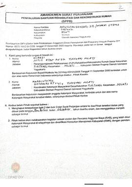 Amandemen Surat Perjanjian Penyaluran Bantuan Rehabilitasi dan Rekonstruksi Rumah (SPPB),  Nama K...